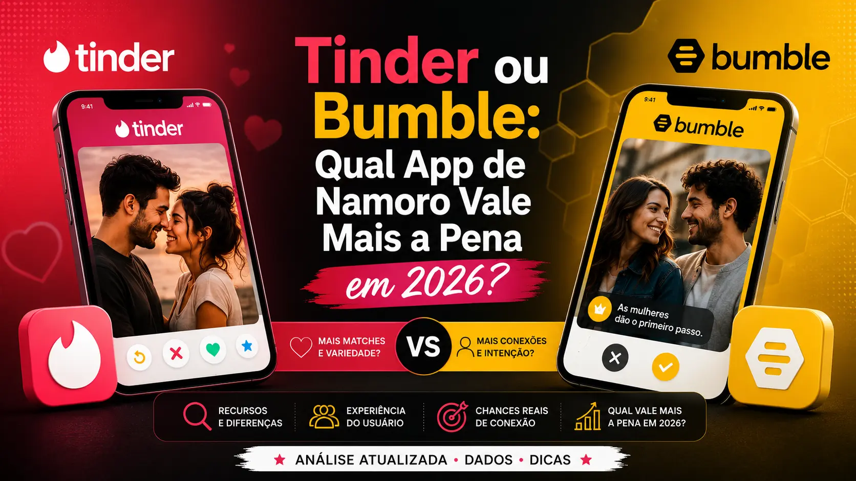 Tinder ou Bumble: Qual App de Namoro Vale Mais a Pena em 2026?